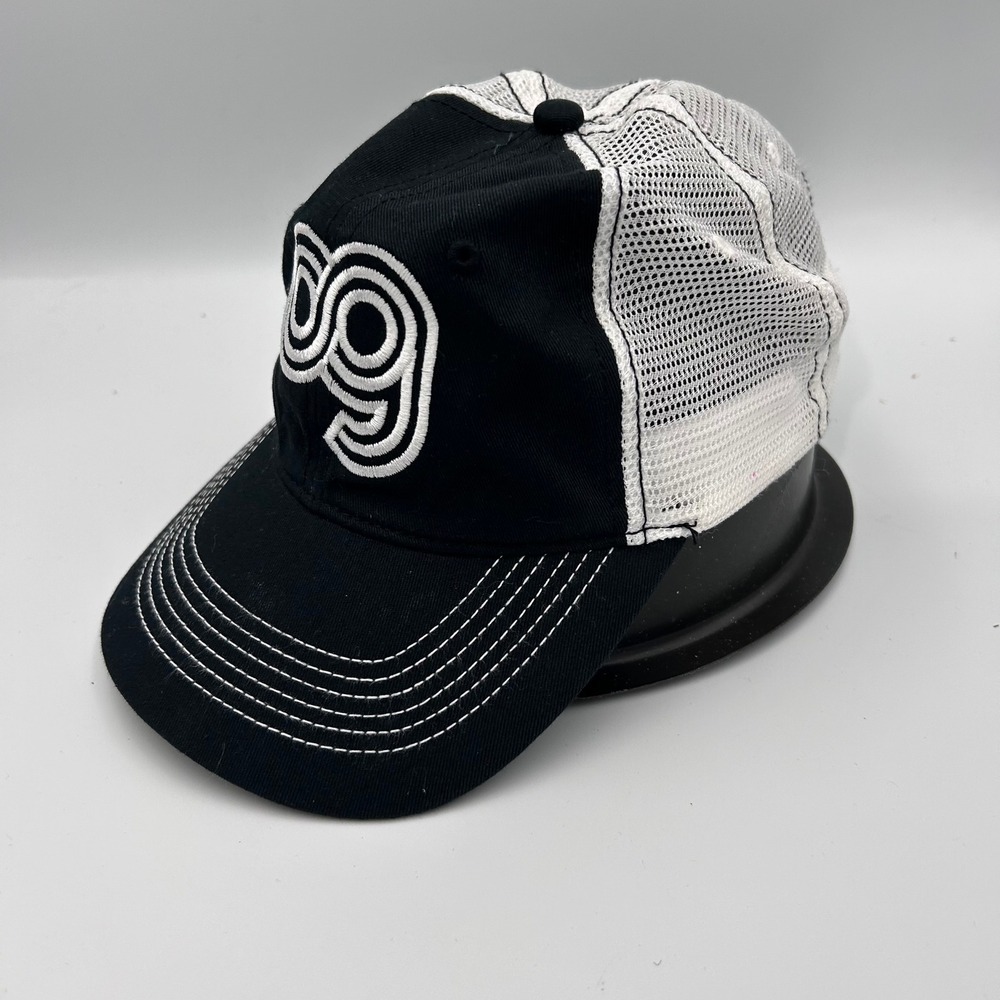 Vintage 99 Racing Trucker Hat Black White Mesh Snapback Baseball Cap Adjustable